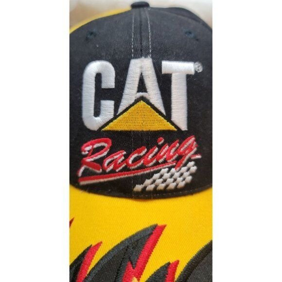 Vintage2023 CAT Racing NASCAR #22 Adjustable Hat Yellow/Black Embroidered Flames - Picture 2 of 9